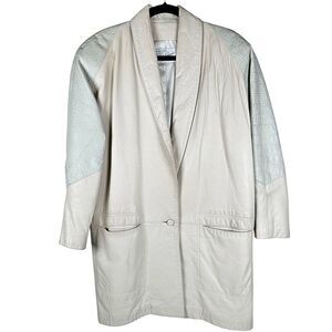 Vintage Peter Caruso Cream Genuine Leather Jacket Womens Size 6